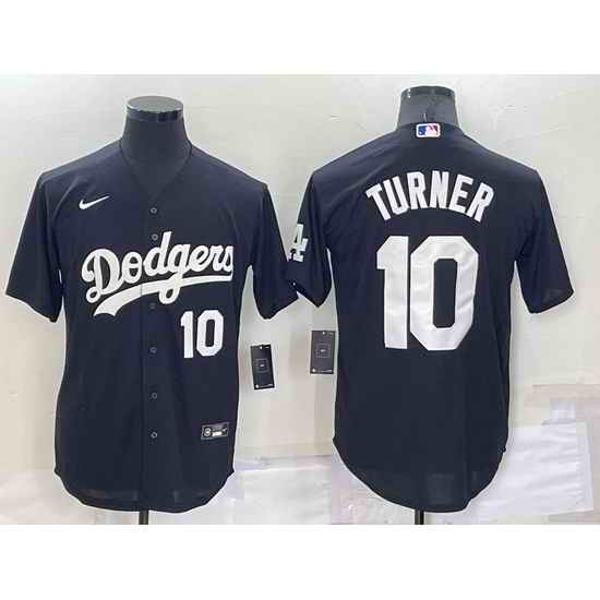 Men Los Angeles Dodgers #10 Justin Turner Black Cool Base Stitched Jerseyy->los angeles dodgers->MLB Jersey