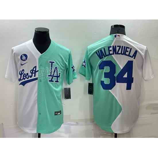 Men Los Angeles Dodgers #34 Fernando Valenzuela 2022 All Star White Green Cool Base Stitched Baseball Jerseys->los angeles dodgers->MLB Jersey