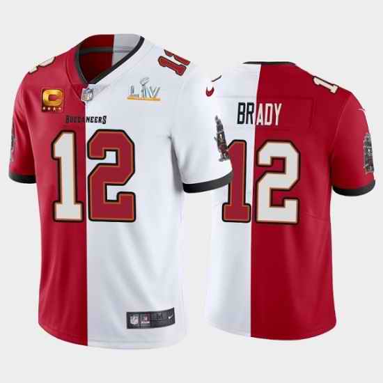 Men Tampa Bay Buccaneers #12 Tom Brady Tom Brady Super Bowl LV Champions Split Captain Patch Vapor Untouchable Limited Stitched Jerse->los angeles rams->NFL Jersey