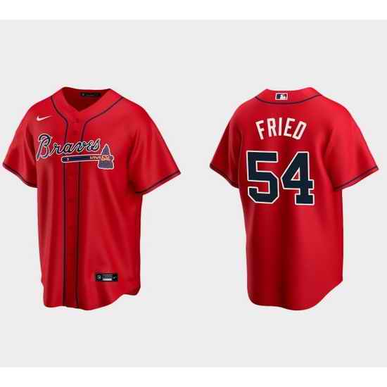 Men Atlanta Braves #54 Max Fried Red Cool Base Stitched Baseball jersey->atlanta braves->MLB Jersey