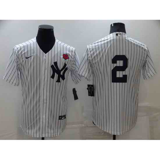 Men New York Yankees #2 Derek Jeter White Cool Base Stitched Baseball jersey->new york yankees->MLB Jersey
