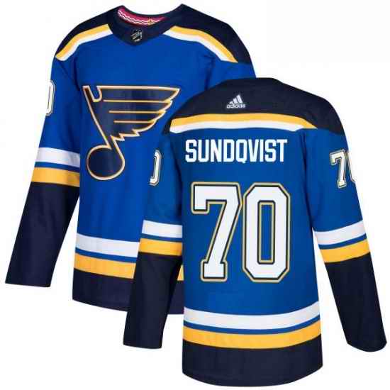 Mens Adidas St Louis Blues #70 Oskar Sundqvist Premier Royal Blue Home NHL Jersey->st.louis blues->NHL Jersey