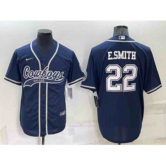 Men Dallas Cowboys #22 Emmitt Smith Navy Cool Base Stitched Baseball Jersey->dallas cowboys->NFL Jersey