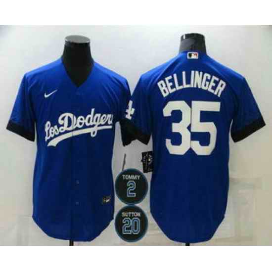Men Los Angeles Dodgers 35 Cody Bellinger Blue #2 20 Patch City Connect Cool Base Stitched Jersey->los angeles dodgers->MLB Jersey