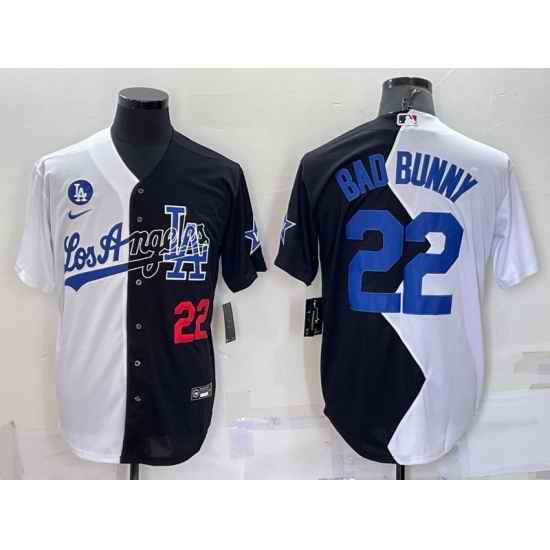 Men Los Angeles Dodgers #22 Bad Bunny 2022 All Star White Black Split Cool Base Stitched Baseball Jersey->los angeles dodgers->MLB Jersey