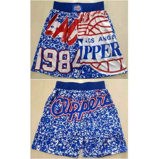 Men Los Angeles Clippers Blue Mitchell  Ness Shorts Run Small->->