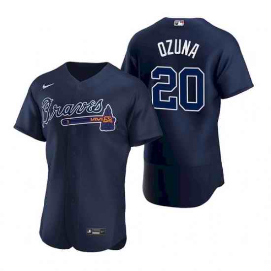 Mens Nike Atlanta Braves #20 Marcell Ozuna Blue Alternate Stitched Baseball Jersey->atlanta braves->MLB Jersey