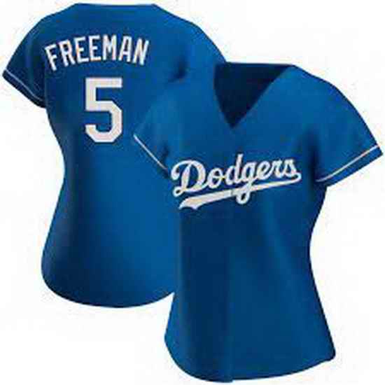Women's Nike Los Angeles Dodgers #5 Freddie Freeman Blue Cool Base Jersey->women mlb jersey->Women Jersey