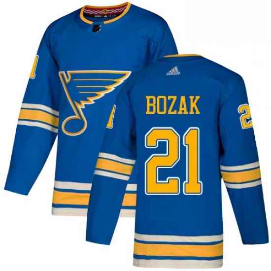 Mens Adidas St Louis Blues #21 Tyler Bozak Authentic Navy Blue Alternate NHL Jersey->st.louis blues->NHL Jersey