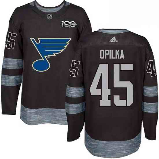 Mens Adidas St Louis Blues #45 Luke Opilka Authentic Black 1917 2017 100th Anniversary NHL Jersey->st.louis blues->NHL Jersey