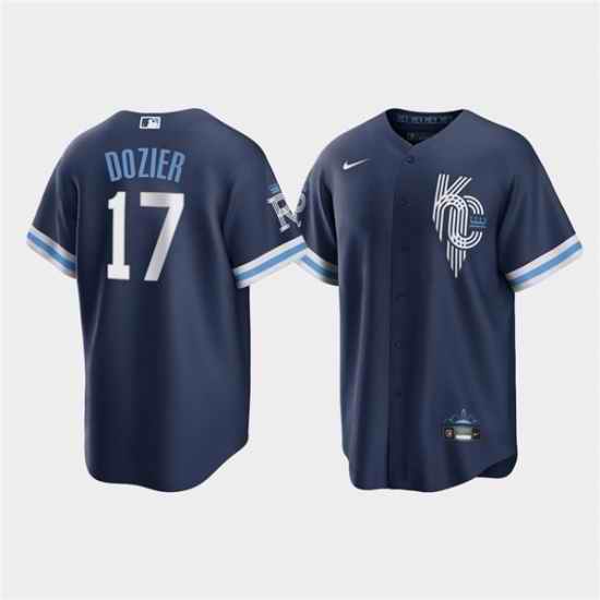 Men Kansas City Royals #17 Hunter Dozier 2022 Navy City Connect Cool Base Stitched jersey->kansas city royals->MLB Jersey