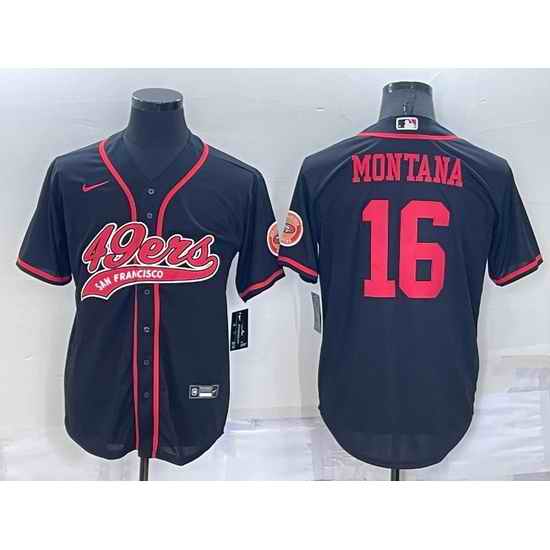 Men San Francisco 49ers #16 Joe Montana Black Cool Base Stitched Baseball Jersey->philadelphia eagles->NFL Jersey