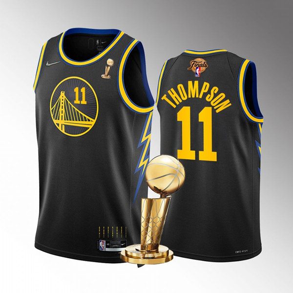 Men's Golden State Warriors #11 Klay Thompson Black 2022 NBA Finals Champions Stitched Jersey->golden state warriors->NBA Jersey