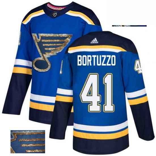 Mens Adidas St Louis Blues #41 Robert Bortuzzo Authentic Royal Blue Fashion Gold NHL Jersey->st.louis blues->NHL Jersey