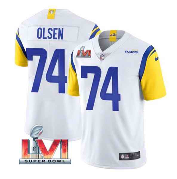 Nike Rams #74 Merlin Olsen White 2022 Super Bowl LVI Vapor Limited Jersey->los angeles rams->NFL Jersey