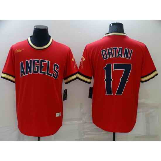 Men Los Angeles Angels #17 Shohei Ohtani Red Cool Base Stitched jersey->los angeles angels->MLB Jersey
