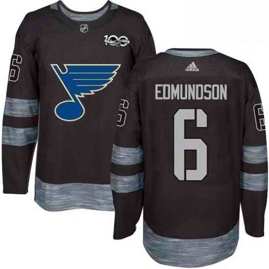 Mens Adidas St Louis Blues #6 Joel Edmundson Authentic Black 1917 2017 100th Anniversary NHL Jersey->st.louis blues->NHL Jersey