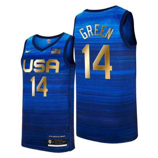USA Dream Team #14 Draymond Green 2021 Tokyo Olymipcs Nike Basketball Jersey Blue->->