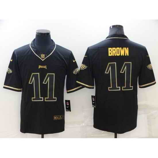 Men Philadelphia Eagles #11 A J Brown Black Gold Salute To Service Limited Stitched jersey->philadelphia eagles->NFL Jersey