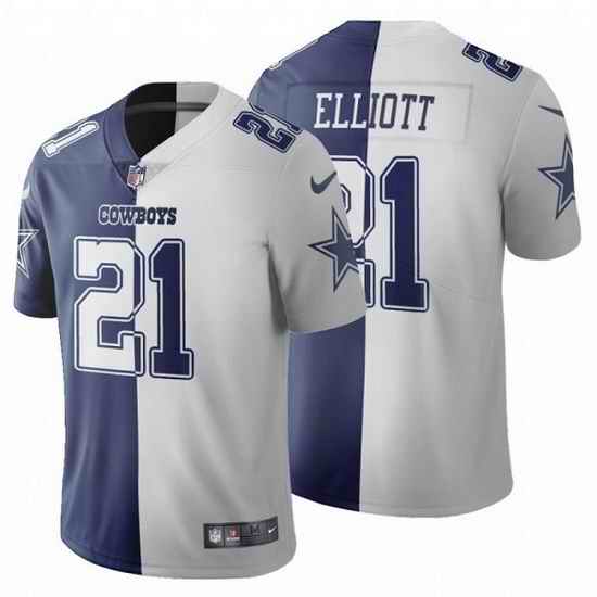Men Dallas Cowboys #21 Ezekiel Elliott Navy White Split Vapor Untouchable Limited Stitched Jersey->kansas city chiefs->NFL Jersey