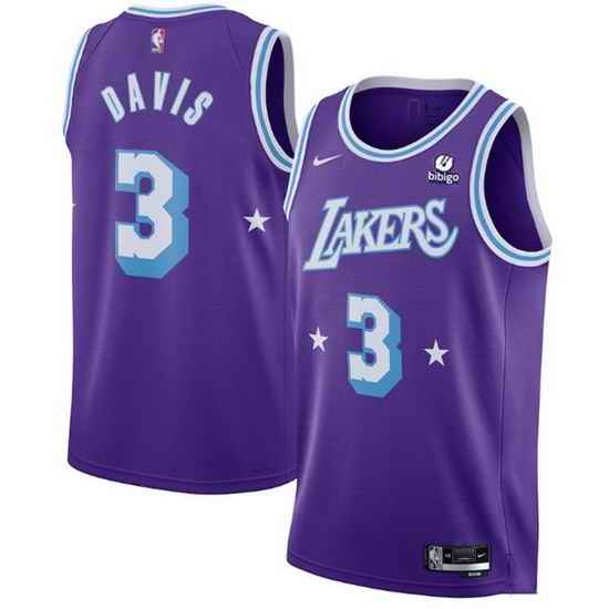 Men's Los Angeles Lakers #3 Anthony Davis Bibigo Purple City Edition Stitched Jersey->golden state warriors->NBA Jersey