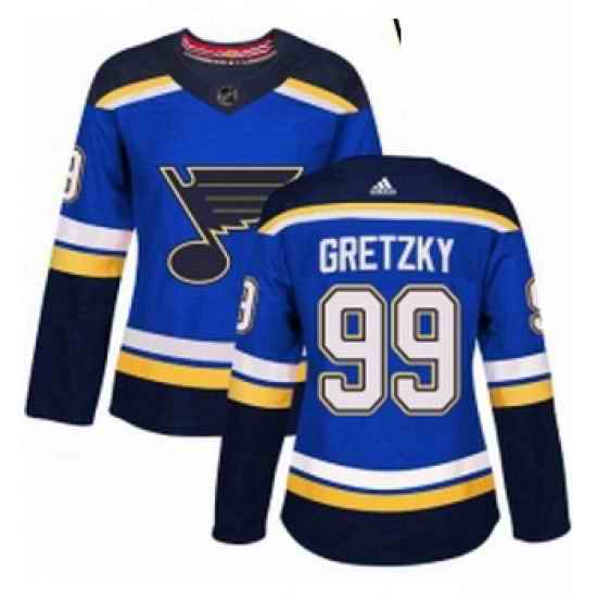 Womens Adidas St Louis Blues #99 Wayne Gretzky Premier Royal Blue Home NHL Jersey->st.louis blues->NHL Jersey