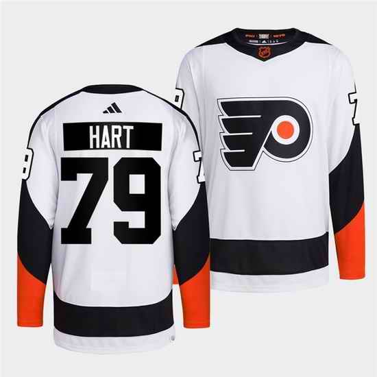 Men Philadelphia Flyers #79 Carter Hart White 2022 Reverse Retro Stitched Jersey->pittsburgh penguins->NHL Jersey