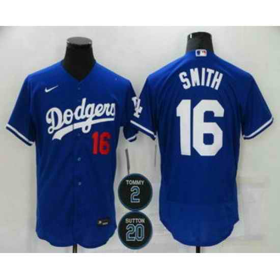 Men Los Angeles Dodgers 16 Will Smith Blue #2 20 Patch Stitched MLB Flex Base Nike Jersey->los angeles dodgers->MLB Jersey