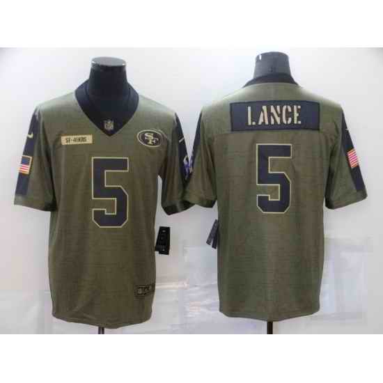 Men's San Francisco 49ers #5 Trey Lance Nike Olive 2021 Salute To Service Limited Player Jersey->pittsburgh steelers->NFL Jersey