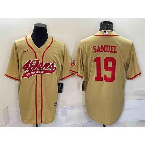 Men San Francisco 49ers #19 Deebo Samuel Gold With Patch Cool Base Stitched Baseball Jersey->san francisco 49ers->NFL Jersey