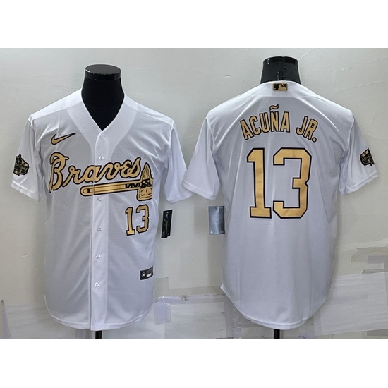 Men Atlanta Braves #13 Ronald Acuna Jr  2022 All Star White Cool Base Stitched Baseball Jersey->atlanta braves->MLB Jersey