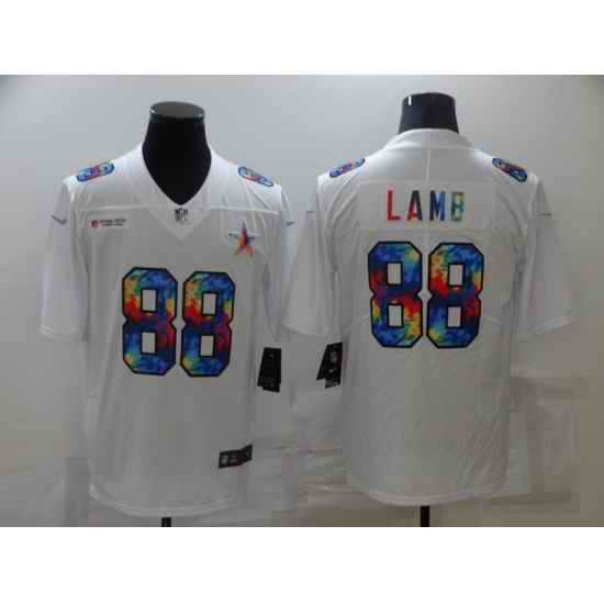 Men Dallas Cowboys #88 CeeDee Lamb Multi Color White 2020 NFL Crucial Catch Vapor Untouchable Nike Limited Jersey->dallas cowboys->NFL Jersey