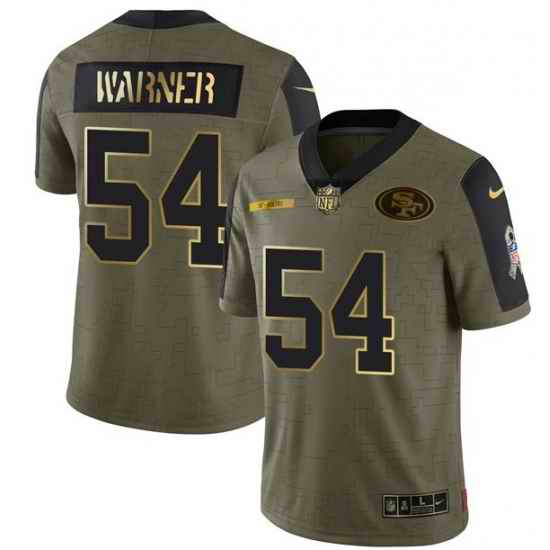 Men San Francisco 49ers #54 Warner Scarlet 2021 Olive Camo Salute To Service Golden Limited Stitched Jersey->san francisco 49ers->NFL Jersey