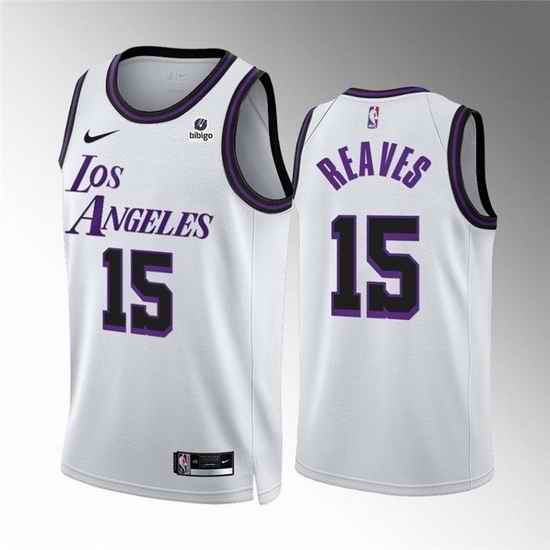 Men Los Angeles Lakers #15 Austin Reaves White City Edition Stitched Basketball Jersey->los angeles lakers->NBA Jersey