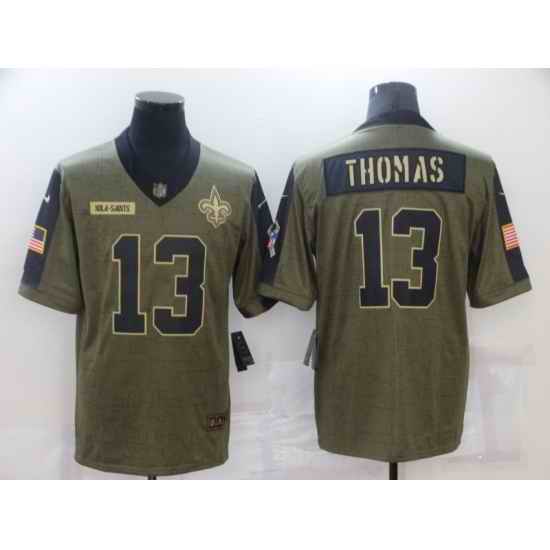 Men's New Orleans Saints #13 Michael Thomas Nike Olive 2021 Salute To Service Limited Player Jersey->los angeles chargers->NFL Jersey