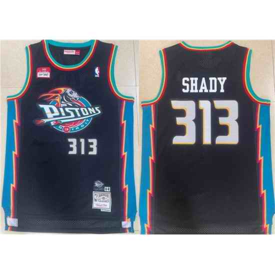 Men Detroit Pistons 313 Shady Black Mitchell  #26 Ness Throwback Stitched Jersey->denver nuggets->NBA Jersey