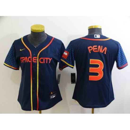 Women's Houston Astros #3 Jeremy Pena 2022 Navy Blue City Connect Flex Base Stitched Baseball Jersey->women mlb jersey->Women Jersey