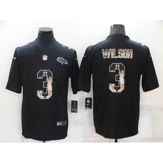 Men Denver Broncos #3 Russell Wilson Black Statue Of Liberty Limited Stitched jersey->denver broncos->NFL Jersey