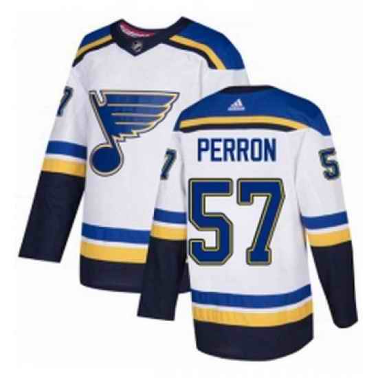Mens Adidas St Louis Blues #57 David Perron Authentic White Away NHL Jersey->st.louis blues->NHL Jersey
