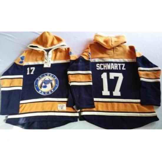 St. Louis Blues #17 Jaden Schwartz Navy Blue Gold Sawyer Hooded Sweatshirt Stitched Jersey->st.louis blues->NHL Jersey