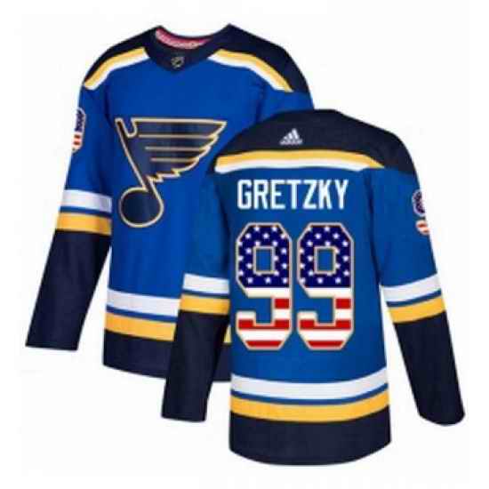 Mens Adidas St Louis Blues #99 Wayne Gretzky Authentic Blue USA Flag Fashion NHL Jersey->st.louis blues->NHL Jersey