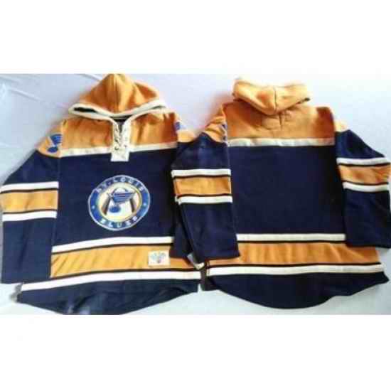 St. Louis Blues Blank Navy Blue Gold Sawyer Hooded Sweatshirt Stitched Jersey->st.louis blues->NHL Jersey