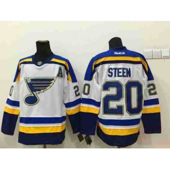 nhl jerseys st. louis blues #20 steen white[patch A]->st.louis blues->NHL Jersey