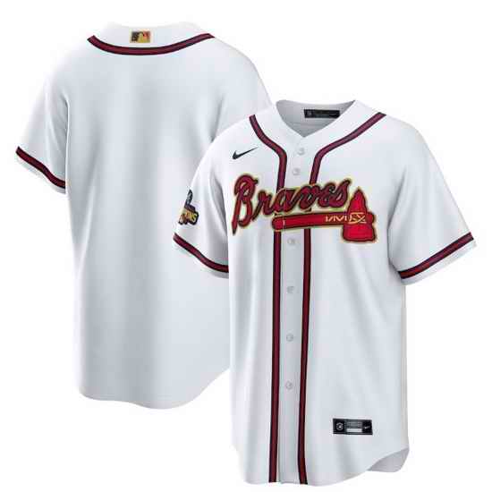 Men Atlanta Braves Blank 2022 White Gold World Series Champions Program Cool Base Stitched Baseball jersey->houston astros->MLB Jersey