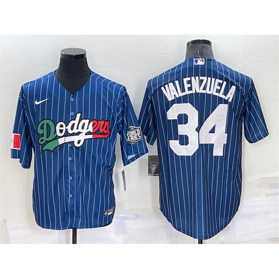 Men Los Angeles Dodgers #34 Toro Valenzuela Navy Mexico World Series Cool Base Stitched Baseball Jersey->los angeles dodgers->MLB Jersey
