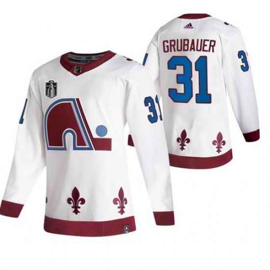 Men Colorado Avalanche #31 Philipp Grubauer White 2022 Stanley Cup Final Patch Reverse Retro Stitched Jersey->colorado avalanche->NHL Jersey