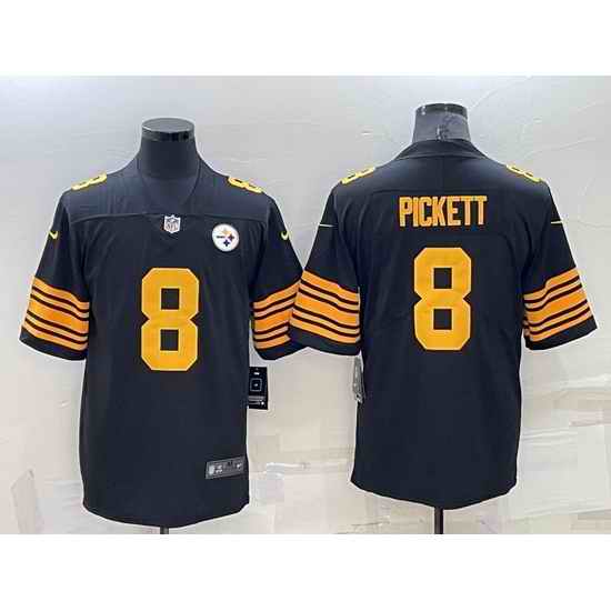 Men Pittsburgh Steelers #8 Kenny Pickett Black Color Rush Stitched Jersey->san francisco 49ers->NFL Jersey