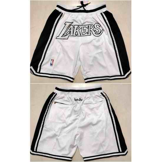 Men Los Angeles Lakers White Shorts Run Small->->