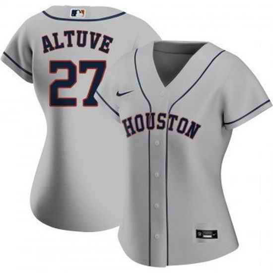 Women Houston Astros #27 Jose Altuve Grey Cool Base Stitched Baseball Jersey->women mlb jersey->Women Jersey