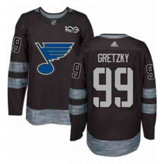 Mens Adidas St Louis Blues #99 Wayne Gretzky Authentic Black 1917 2017 100th Anniversary NHL Jersey->st.louis blues->NHL Jersey